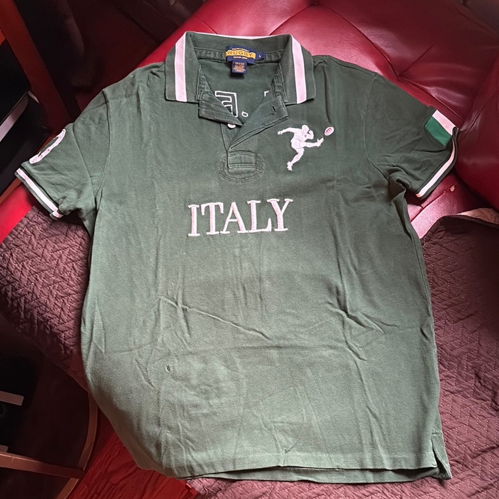 VINTAGE Rugby Ralph Lauren Green Polo Italy Shirt